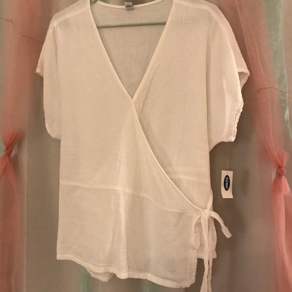 White Cotton Wrap Blouse - NWT